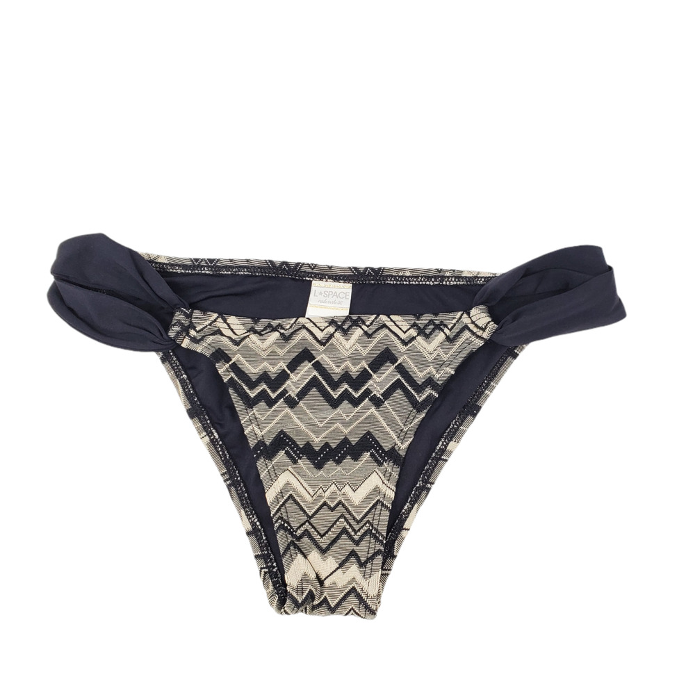 L*Space Zig Zag Bikini Bottoms S Double Loop Sides Black
